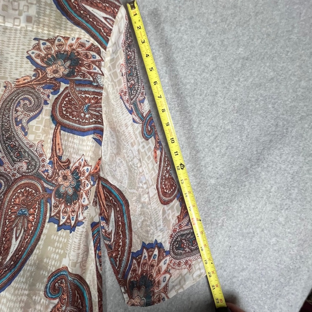 Chicos 1 Paisley Button Up Tunic Blouse Shirt Top Sheer Boho Artsy Boho Layering - Picture 10 of 13